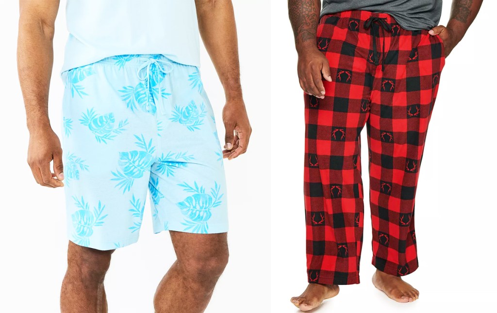 two men in pajama bottoms