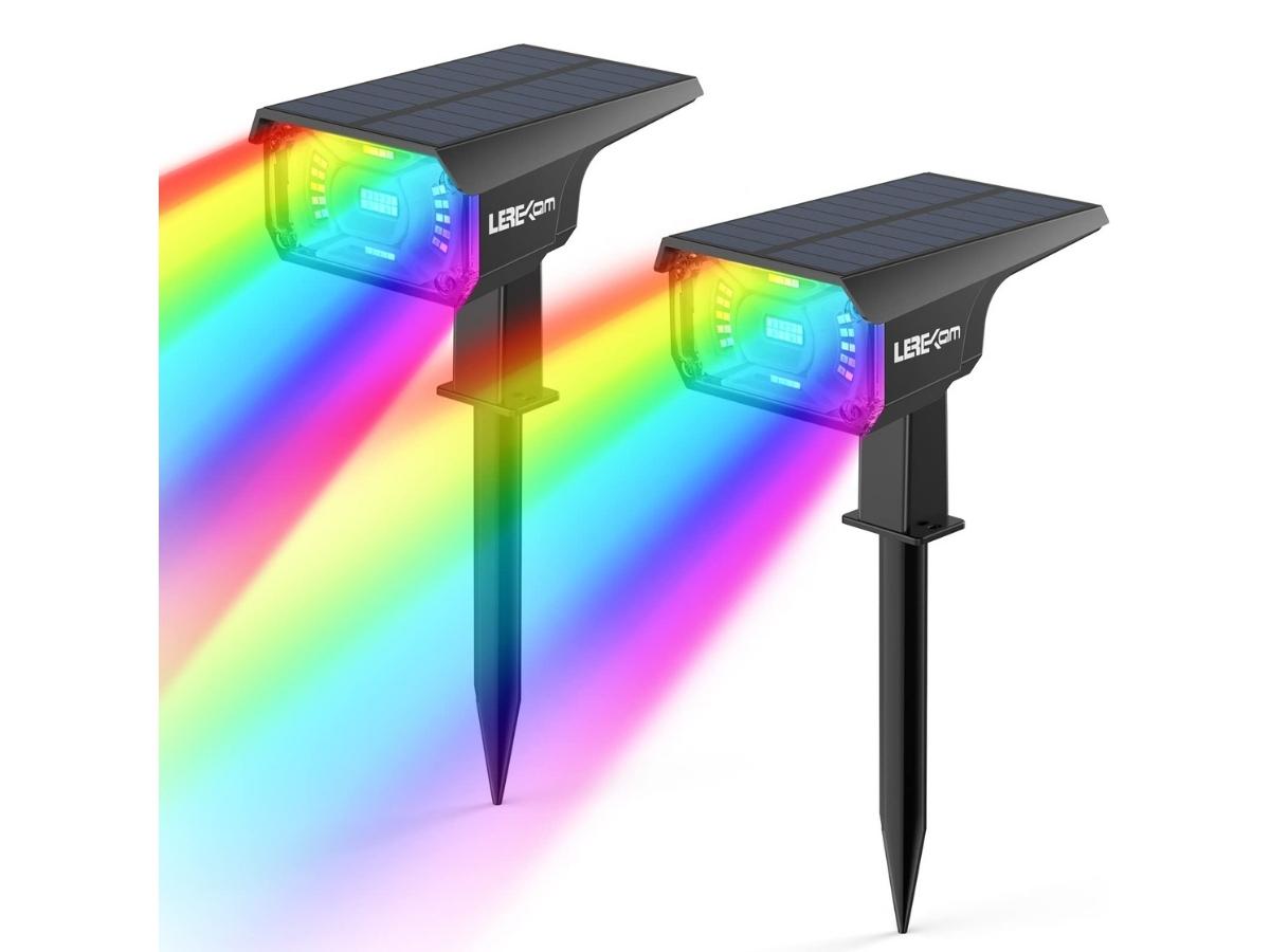 LEREKAM LED Solar Color-Changing Spotlights 2-Pack