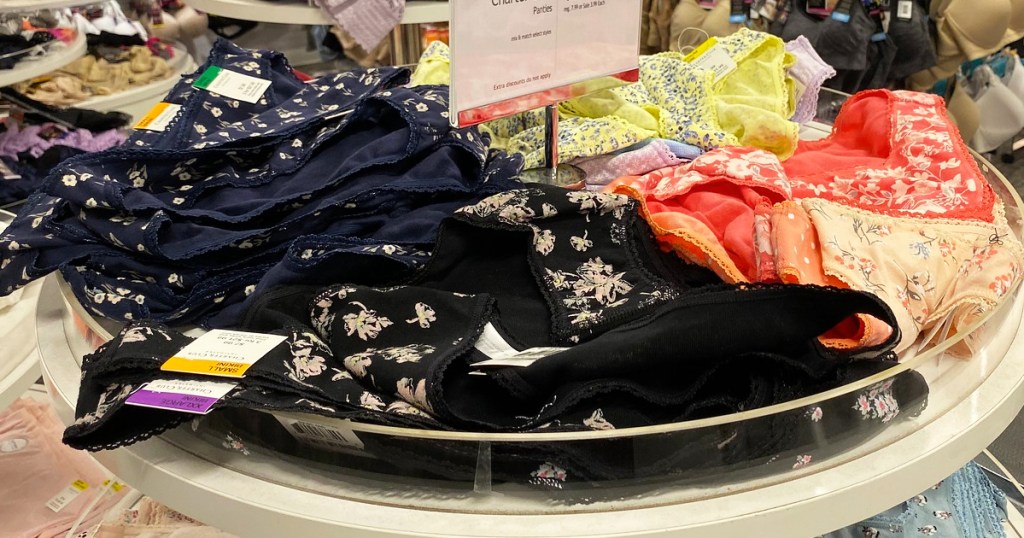 display of womens underwear at macys