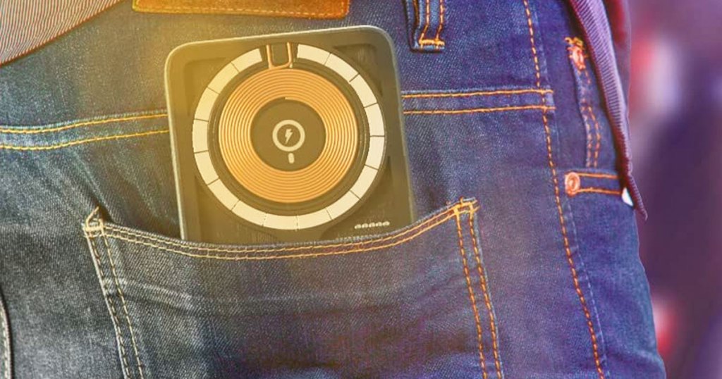 portable phone charger in jeans pocket