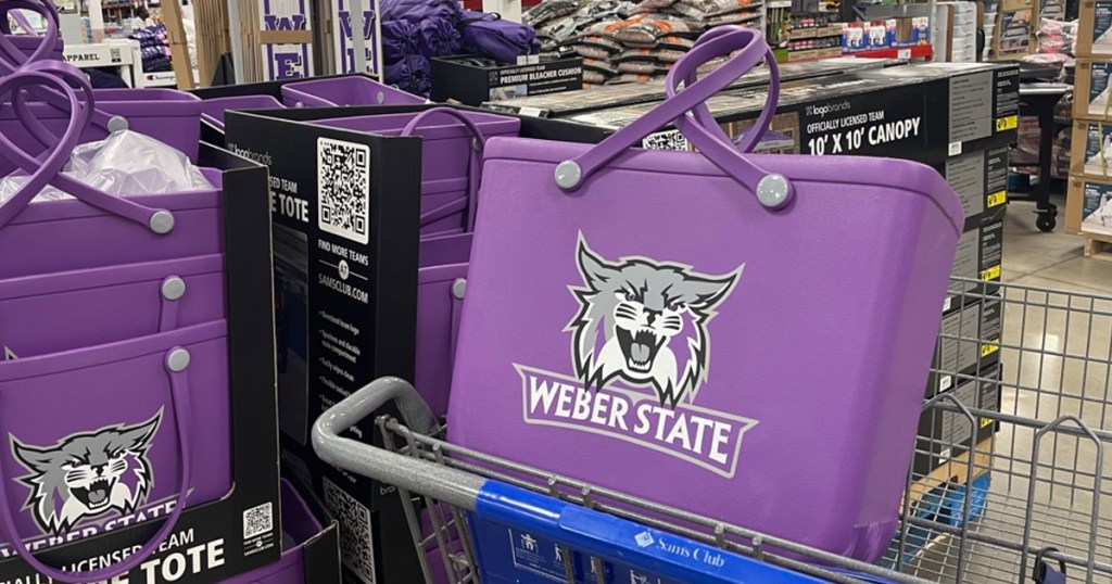 NCAA Weber State Tote Bag in a shopping cart at Sam's
