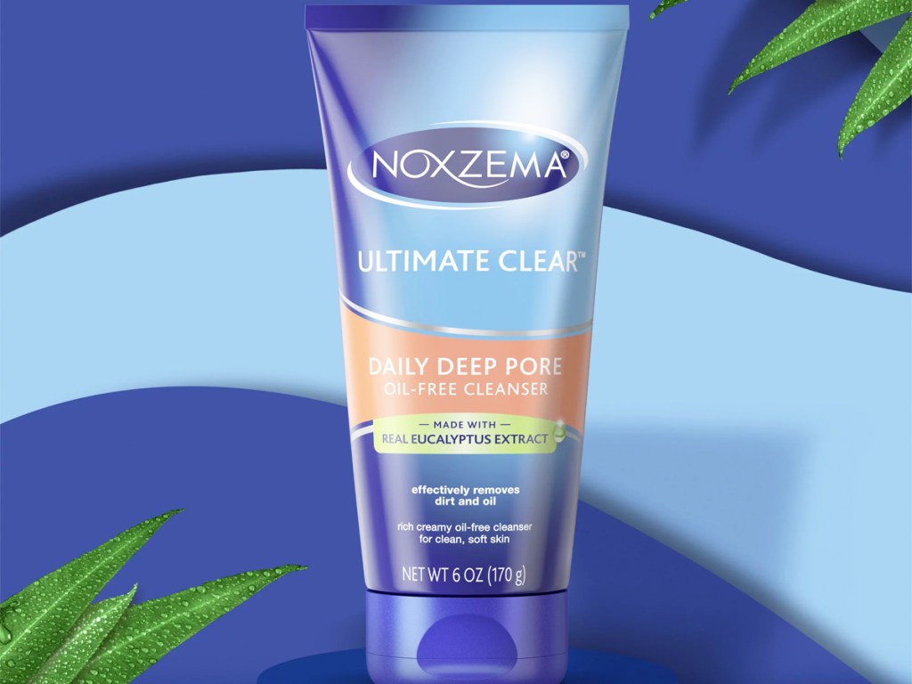 Noxzema Ultimate Clear Daily Deep Pore Cleanser on a blue background