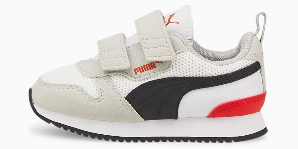grey black and red puma toddler shoe