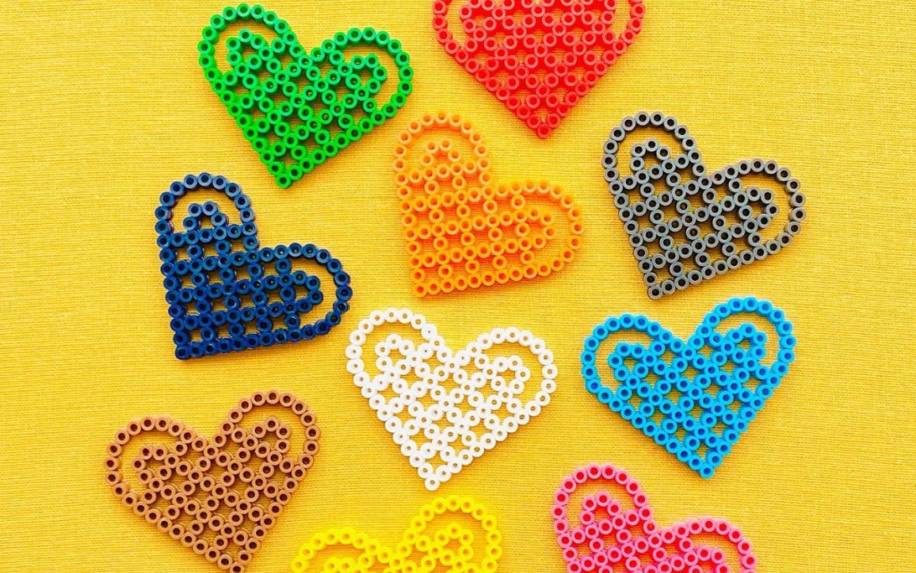 hearts made from Perler beads