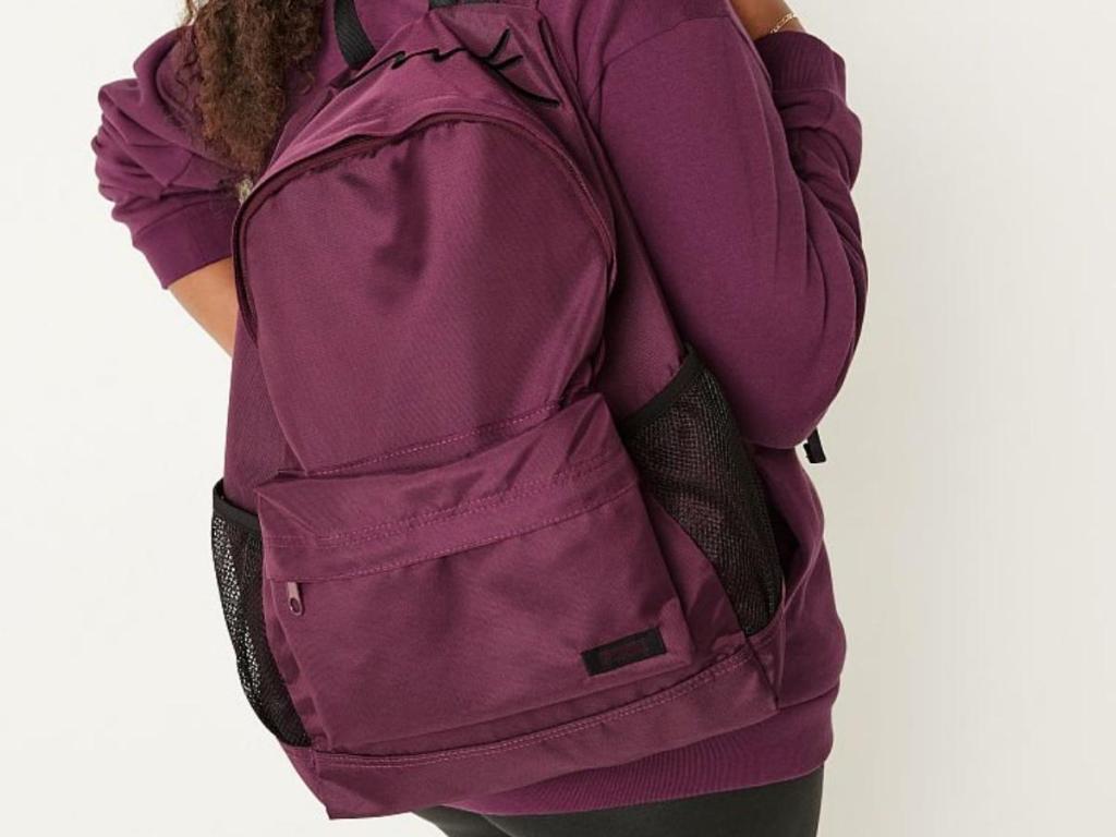 woman wearing Pink Classic Backpack