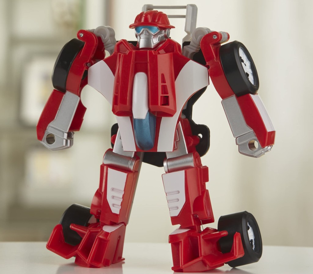 red transforming robot vehicle toy