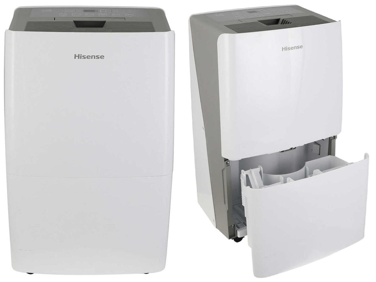 side by side stock images of a Hisense Dehumidifier