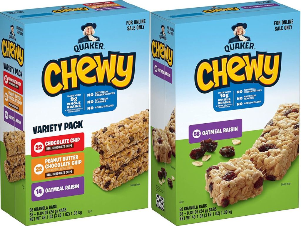Quaker Chewy Bar boxes