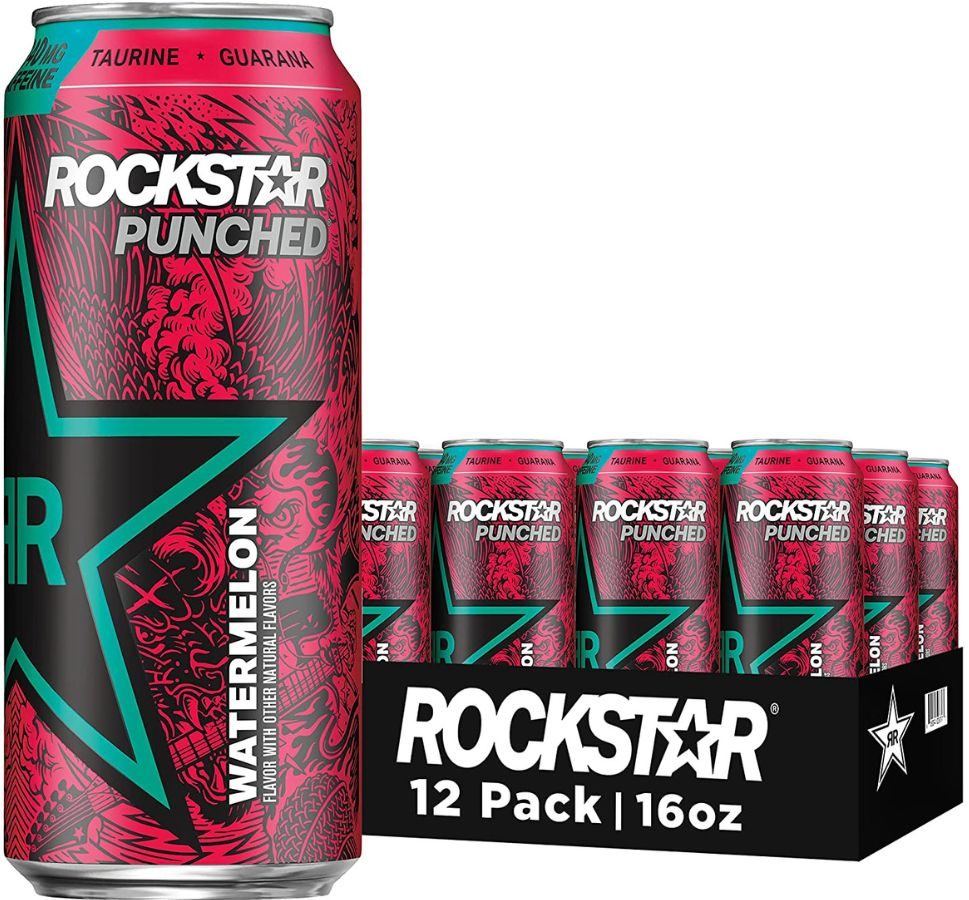 Rockstar Energy Drink Punched 16oz Cans 12-Pack - Watermelon