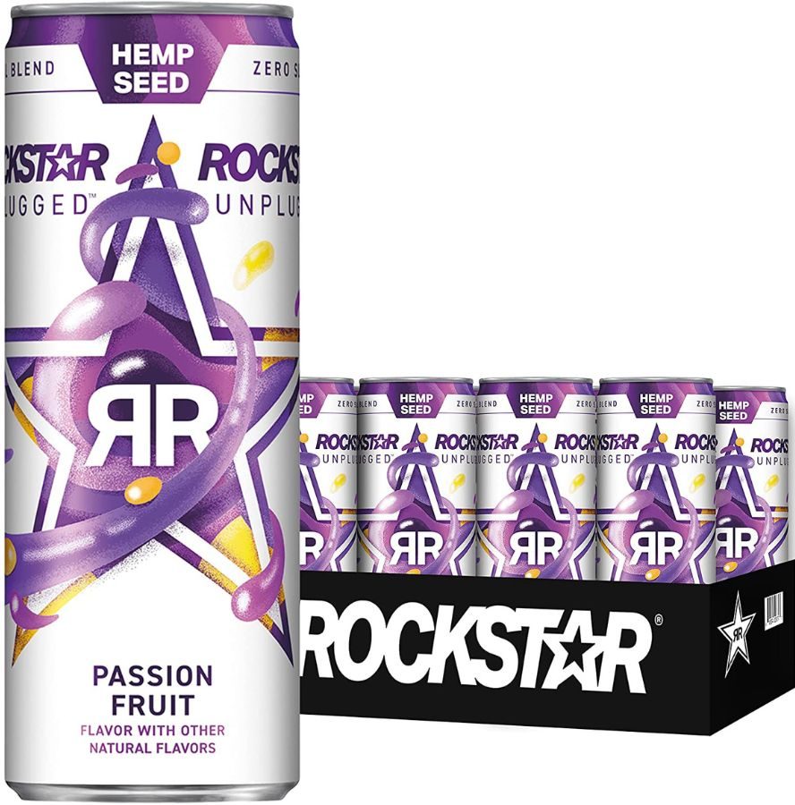 Rockstar Energy Drink Unplugged 12oz Sleek Cans 12-Count - Passionfruit