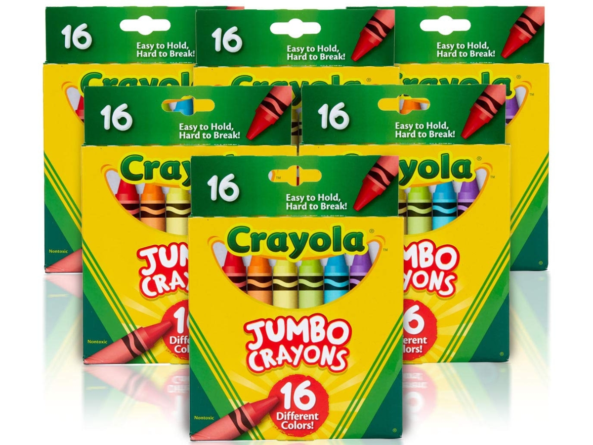 SIX Crayola Jumbo Crayons 16-Count Boxes