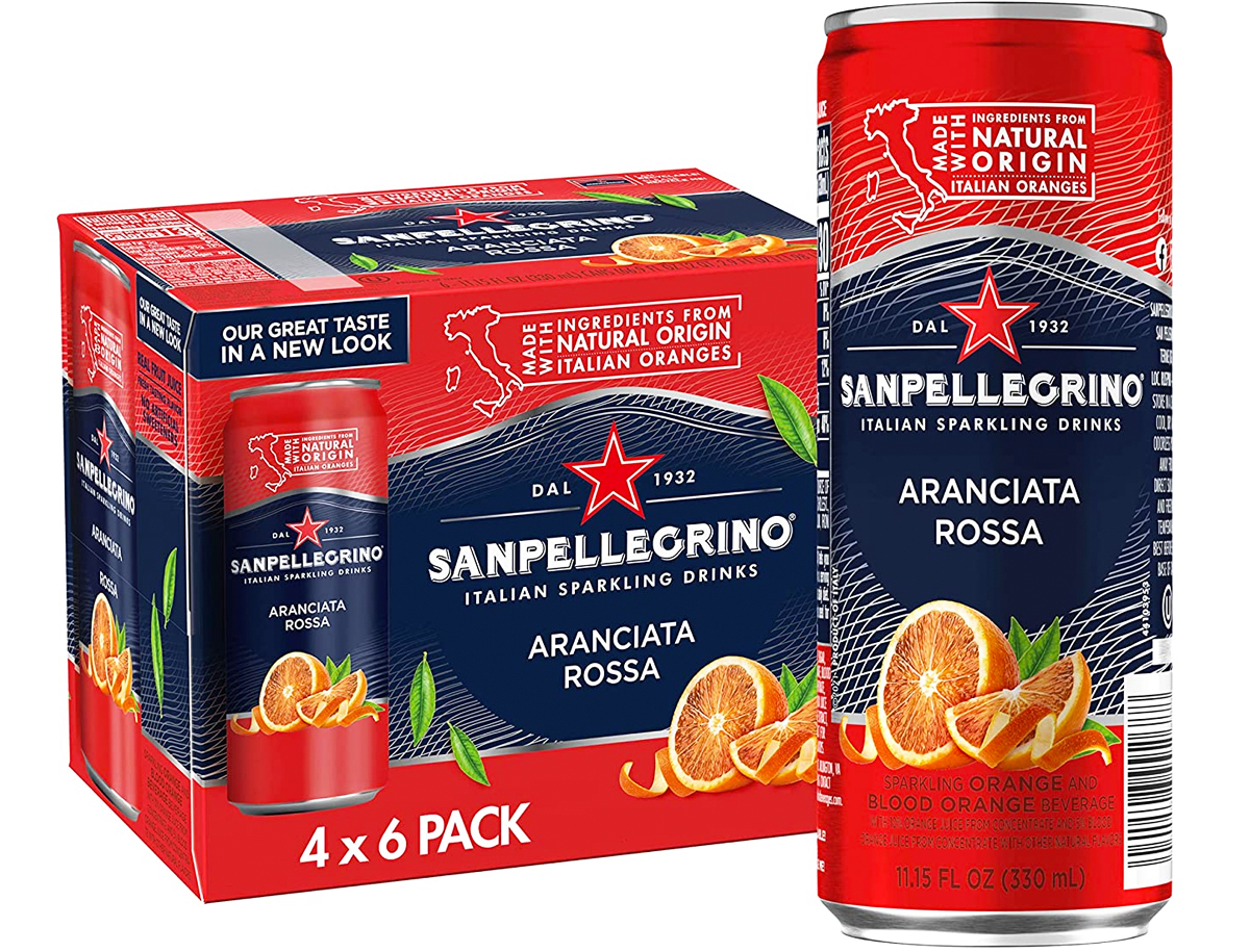 box of Sanpellegrino blood orange cans