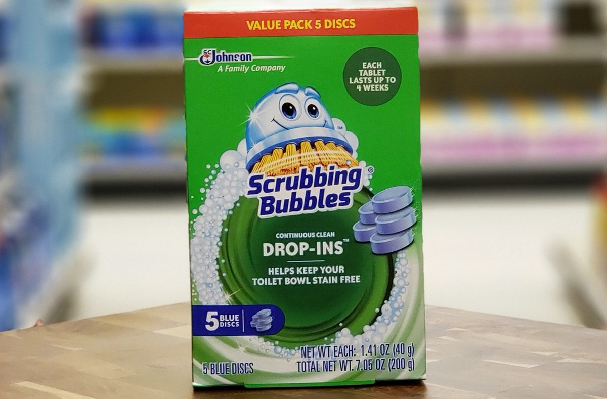 green box of Scrubbing Bubbles Drop-Ins