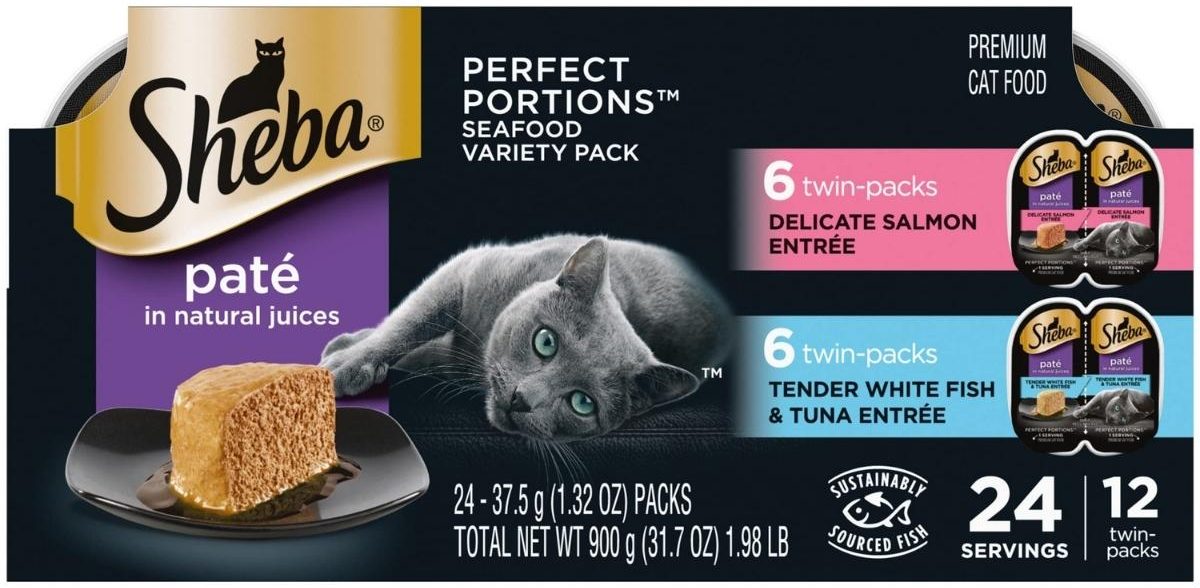 Sheba Perfect Portions Wet Cat Food 24-Pack in Salmon, Whitefish & Tuna
