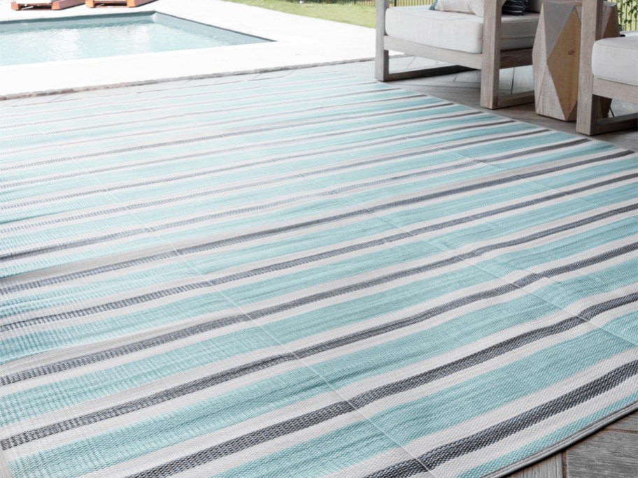 blue and grey striped area rug