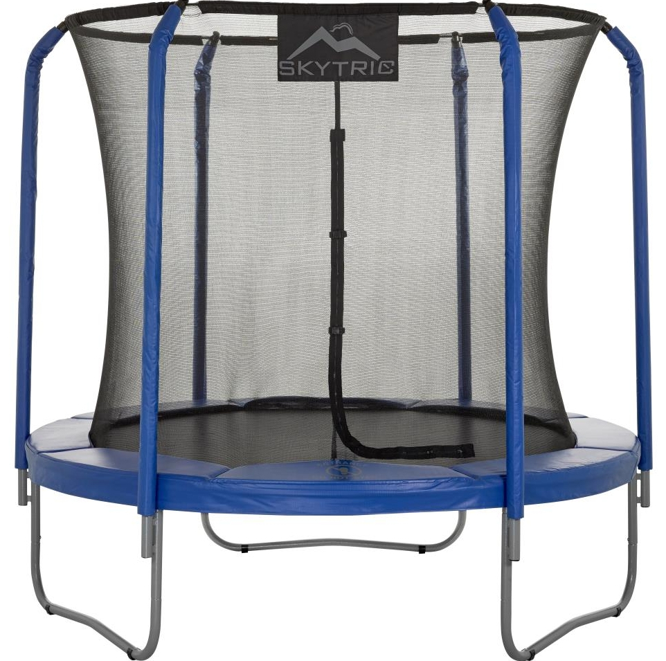 UpperBounce Skytric 8-ft Round Blue Backyard Trampoline with Enclosure