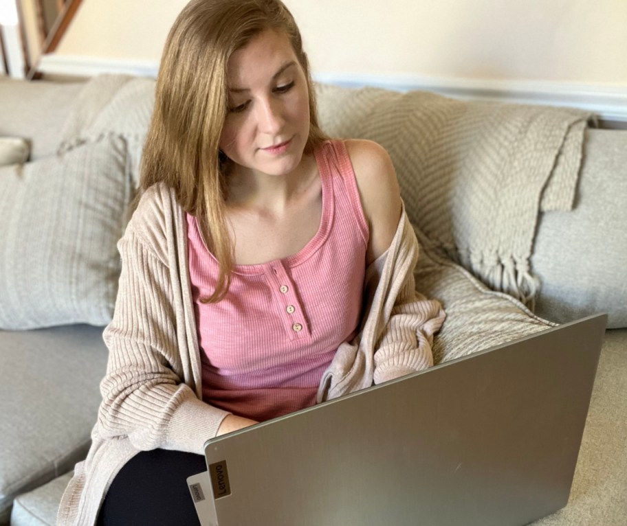 Woman using a laptop computer