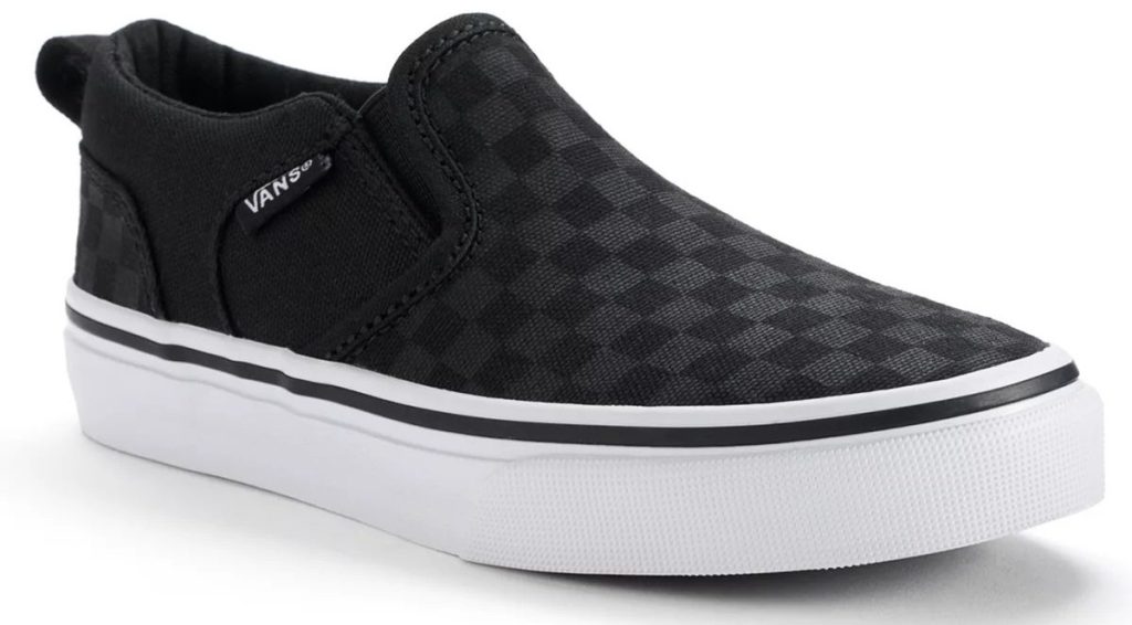 kids black checkered Vans shoes