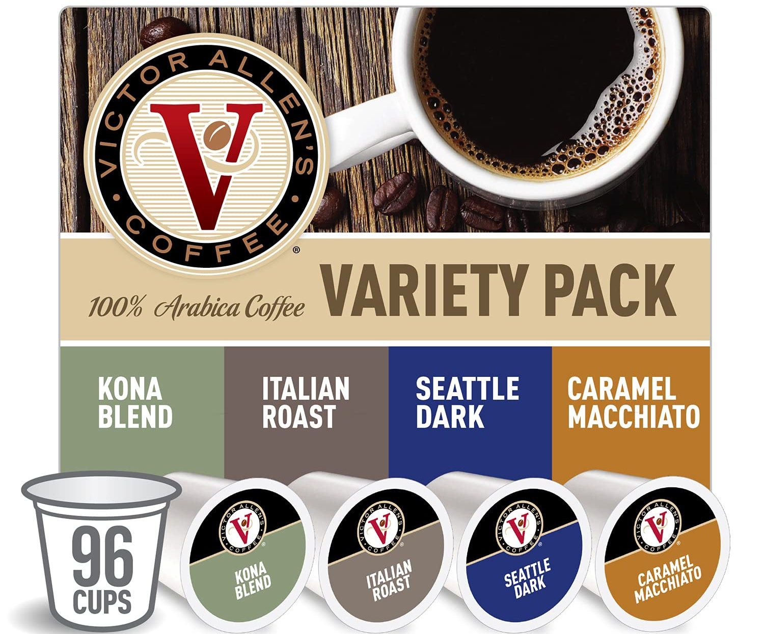 Victor Allen Coffee Flavored Unflavored Variety Pack 96 Count