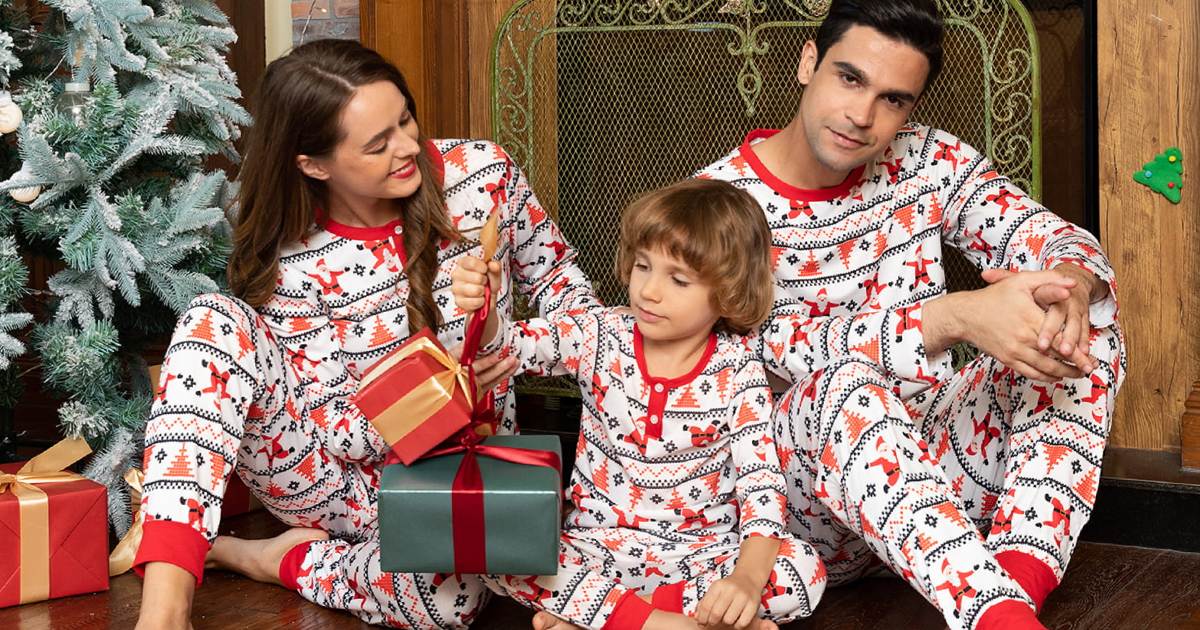 family in matching christmas pajamas