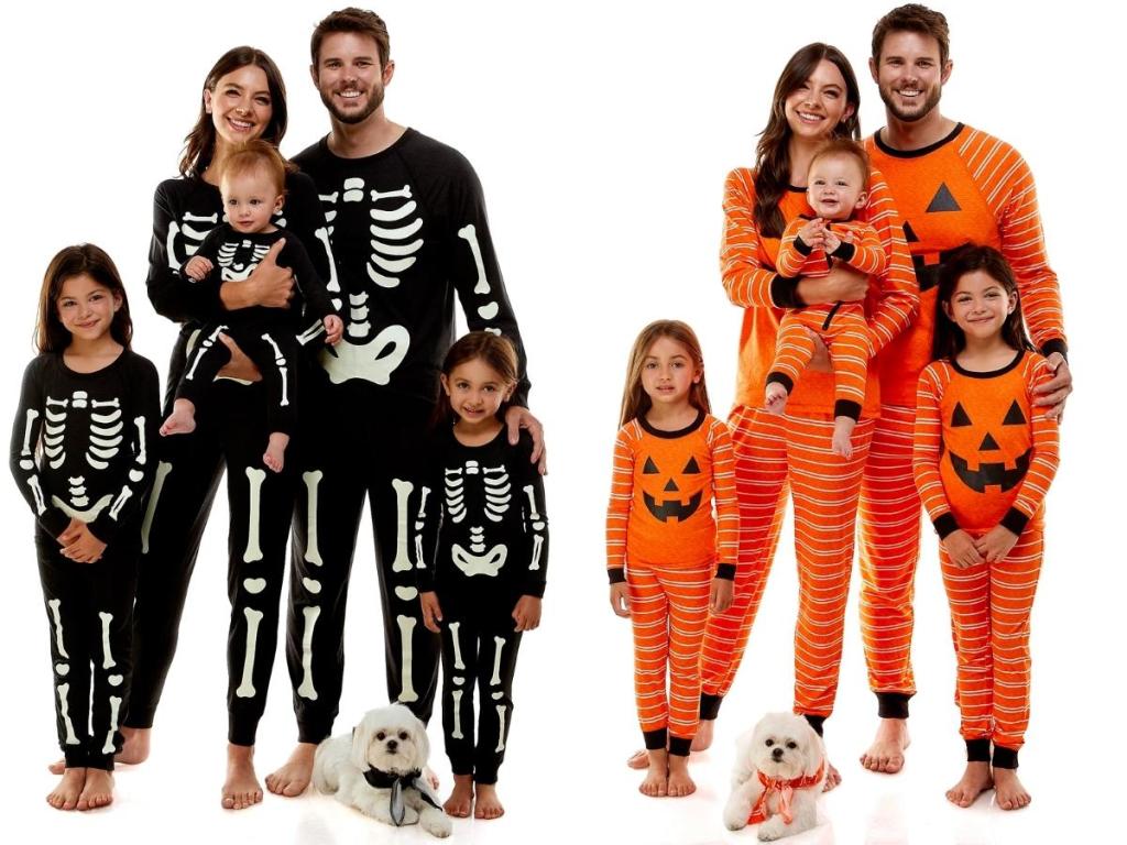 walmart skeleton and jack o lantern matching family pajamas