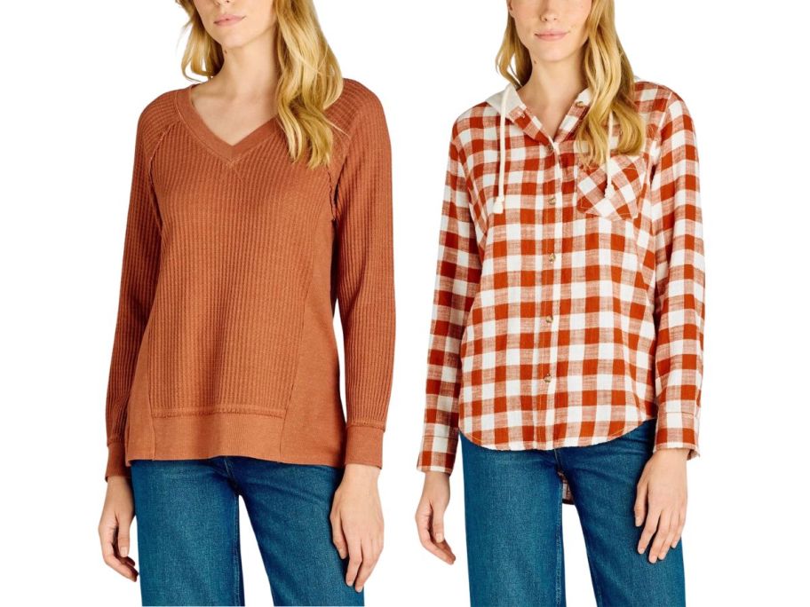 Walmart-Pullover-and-Long-Sleeved-Flannel-Shirt المشتريات المفضلة لفريق Walmart Fall Fashion من 10.96 دولار (+ كيفية التصميم!)