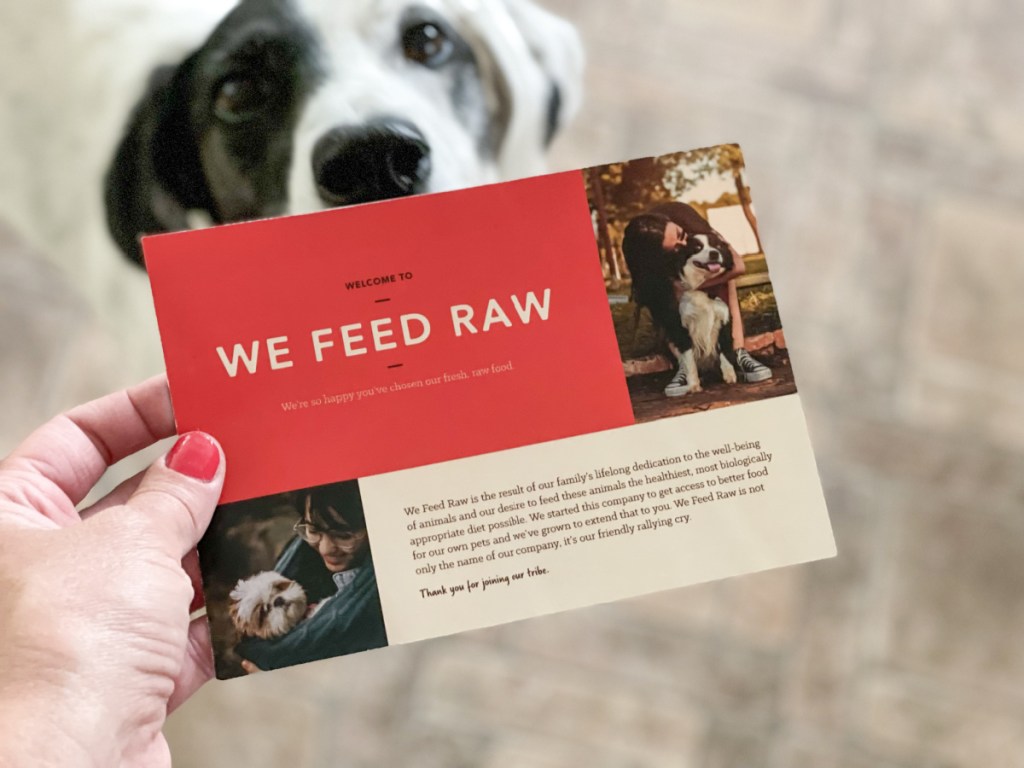 we feed raw dog food feeding card