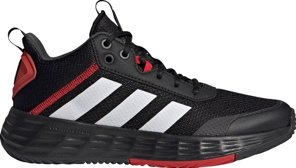 black, white and red adidas sneaker