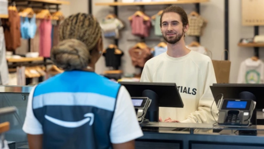 Amazon employee inside retail store