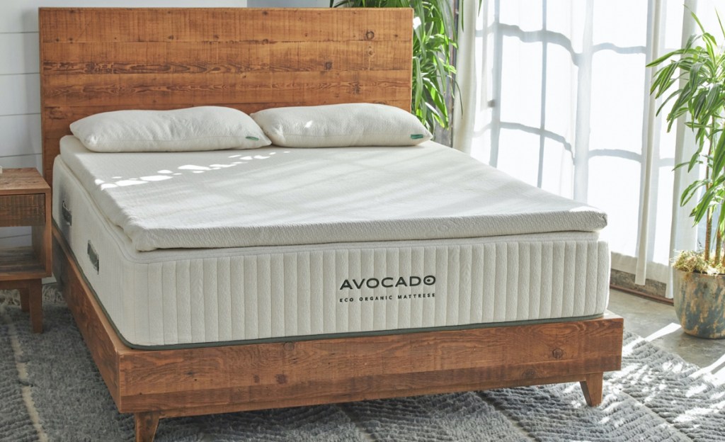 avocado mattress on stock photo bed