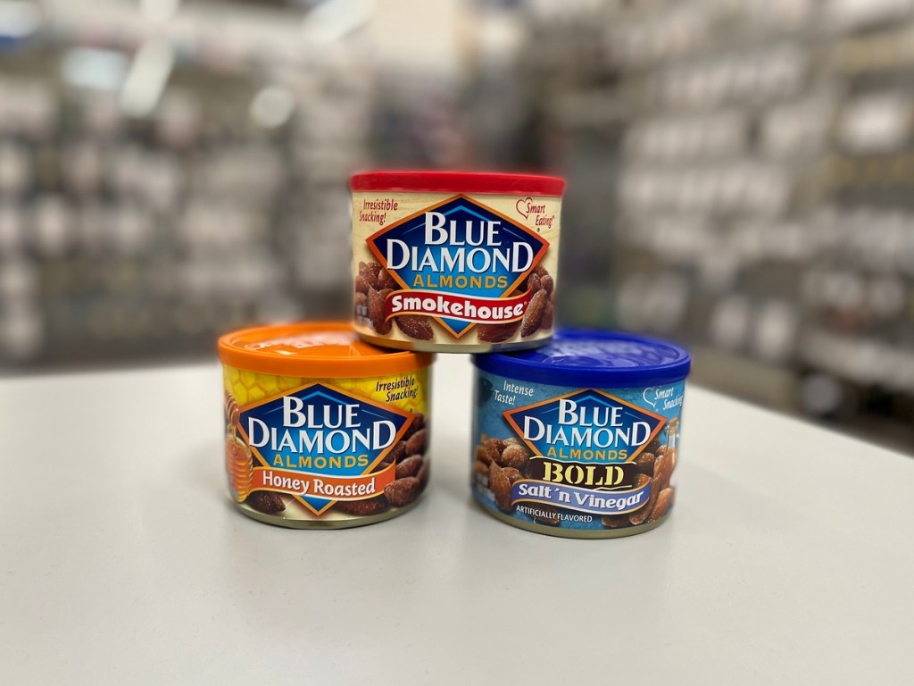 3 cans of Blue Diamond Almonds