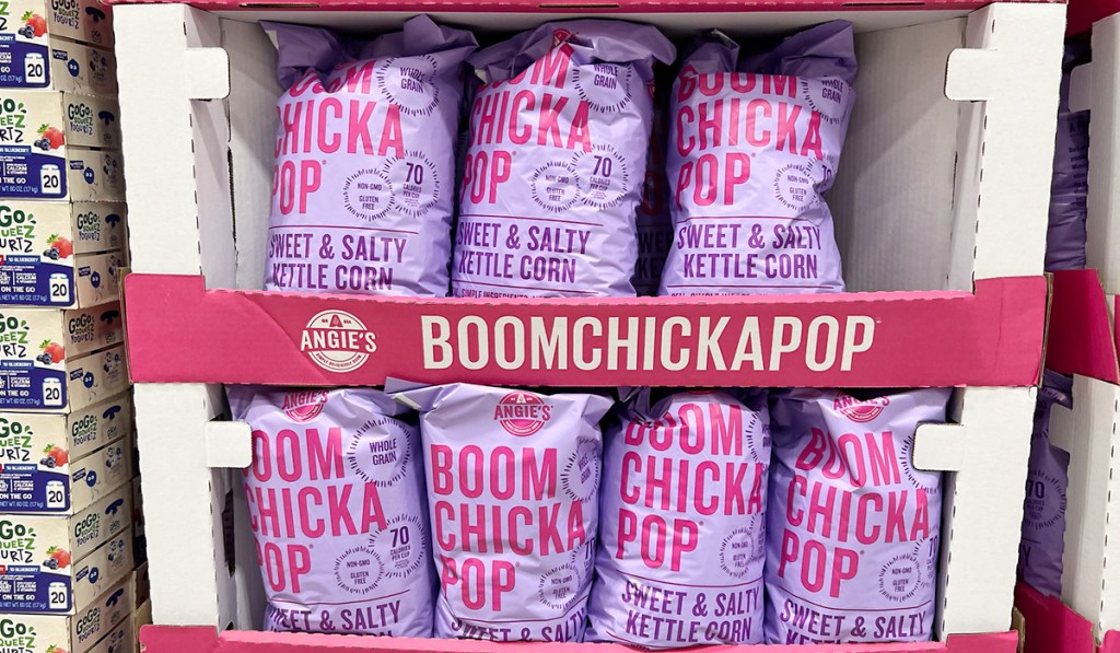 boom chicka pop popcorn display