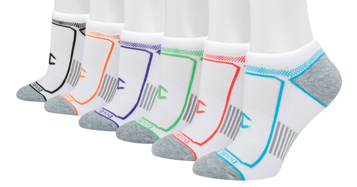 stock image of foot mannequins wearing white champion womens socks