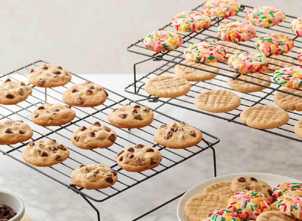 cookies displayed on 3 wire drying rack