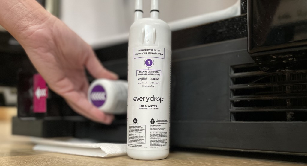 water filter next to fridge