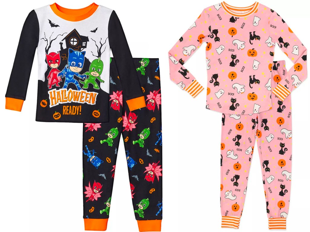 two pairs of halloween pajamas