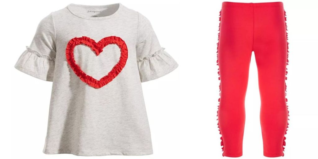 baby girls heart tee and red fringe pants