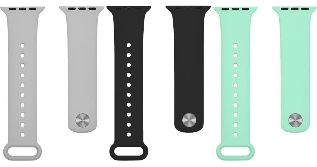 gray, black and mint apple watch bands