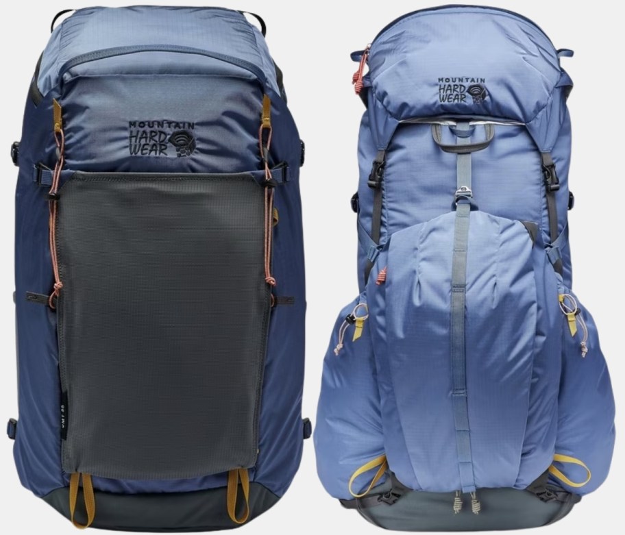 two womens backpacks in blue
