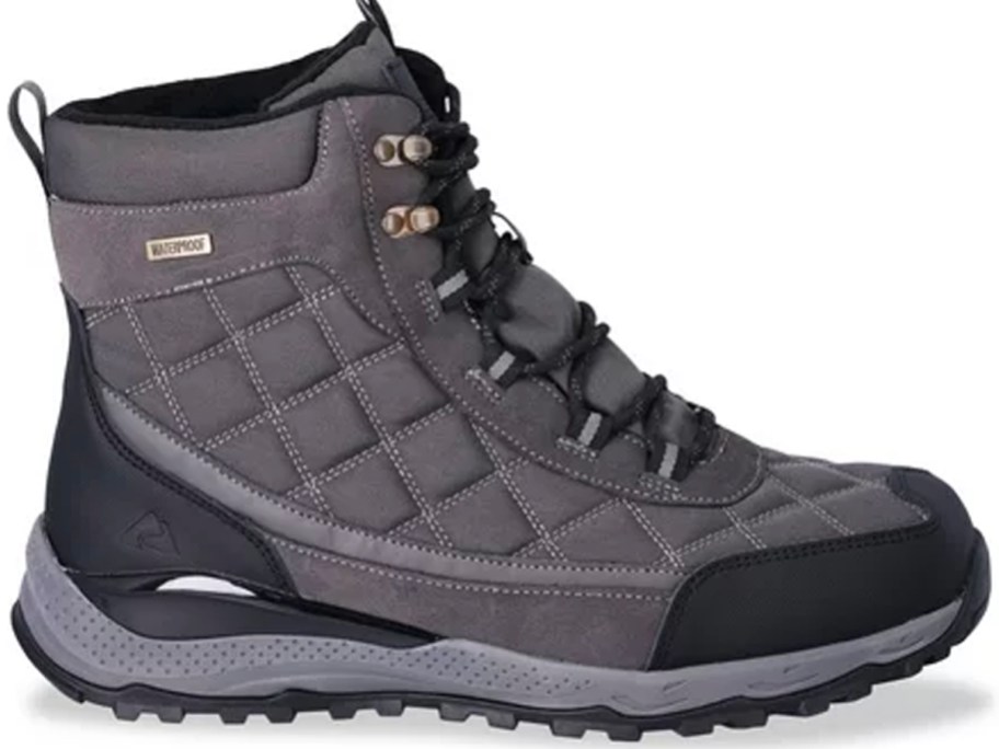 dark gray and black ozark trail boot