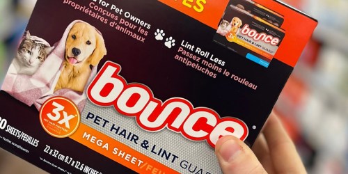 Bounce Dryer Sheets Pet Hair & Lint Guard 130-Count Box Only $6 Shipped on Amazon (Regularly $13)