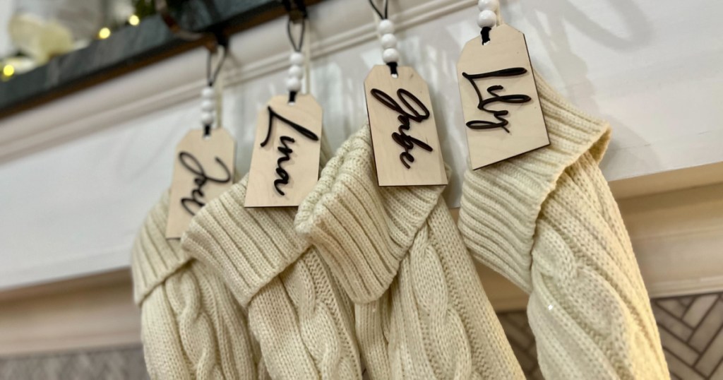 stockings held with name tags