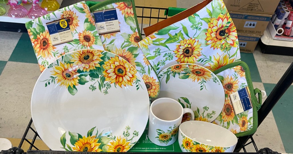 sunflower kitchen set in shopping cart