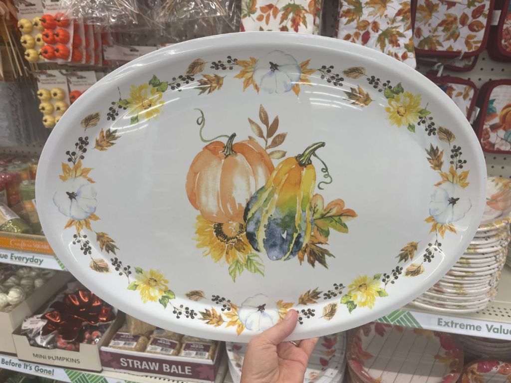 Large Pumpkin Fall Paper Plates / Serving Trays