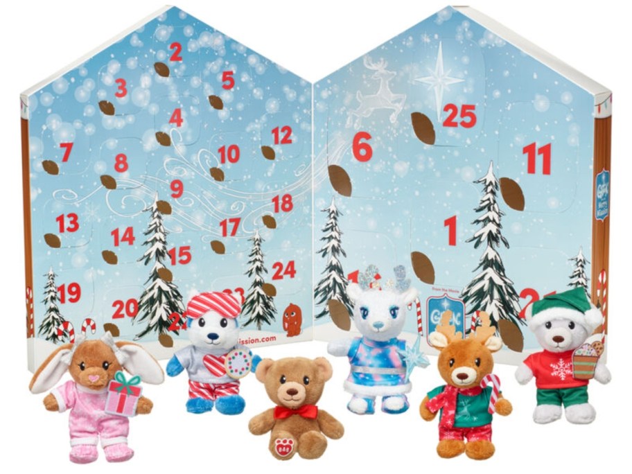 Build a Bear Advent Calendar open with small plush animals in front