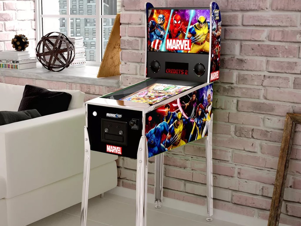 Marvel pinball machine in home