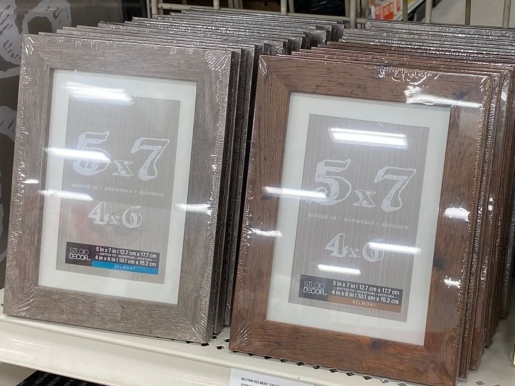5x7 Size Belmont Frames on shelf at Michael's