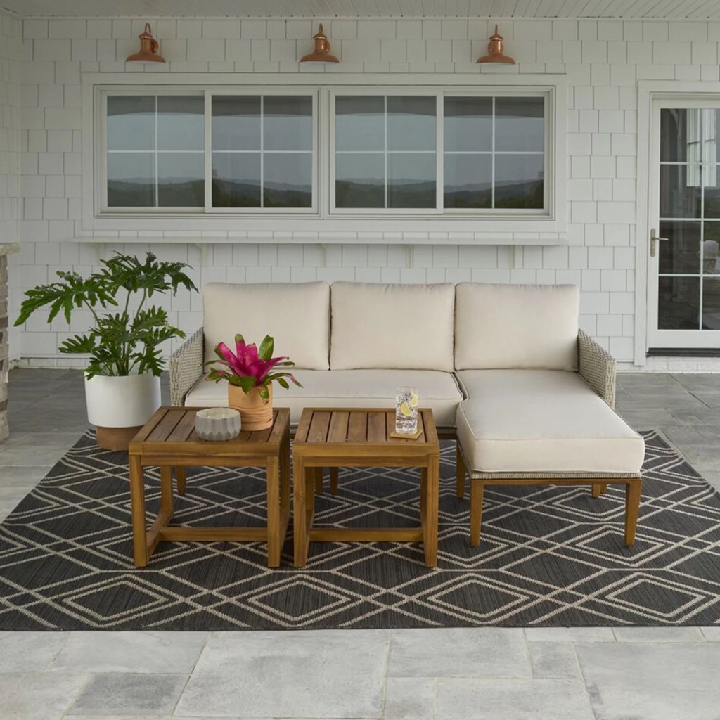 Better Homes & Gardens Davenport Sofa Lounger with Two Acacia Wood Table