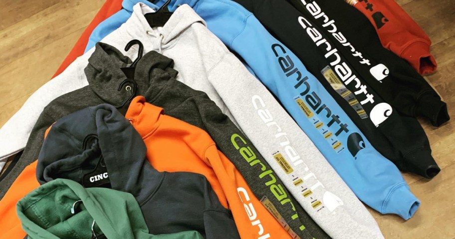 Carhartt Hoodies on display