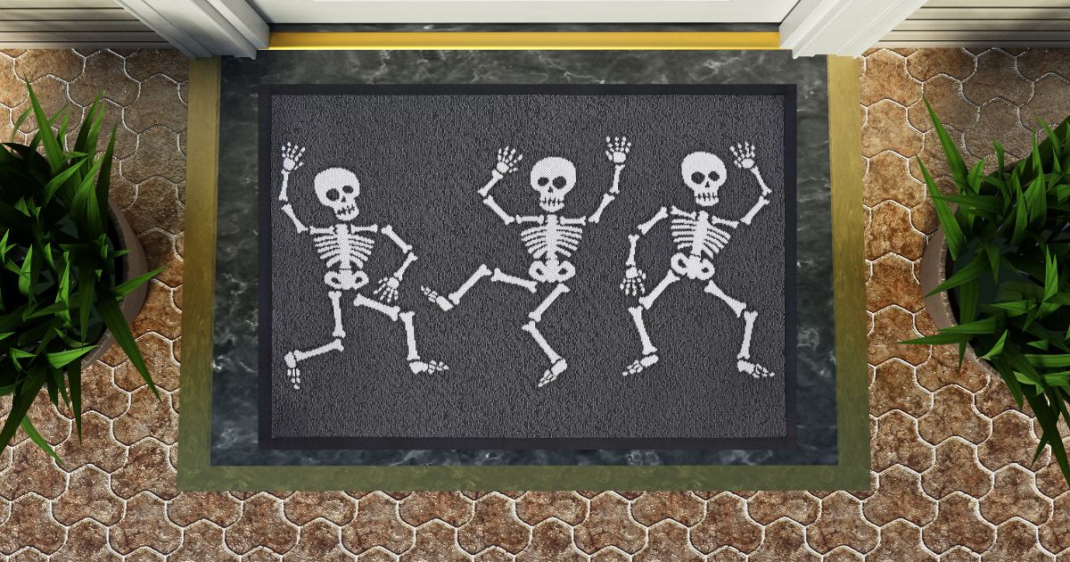 Celebrate Together Halloween Black Skeleton Kitchen Rug 